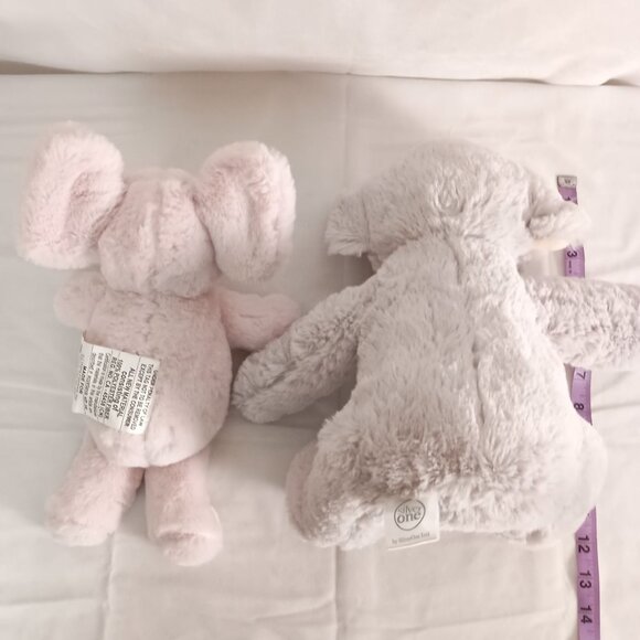 Silverone Set of 2 Plush Elephants Pink Gray Soft Stuffed Animals Kids Gift - Picture 7 of 11